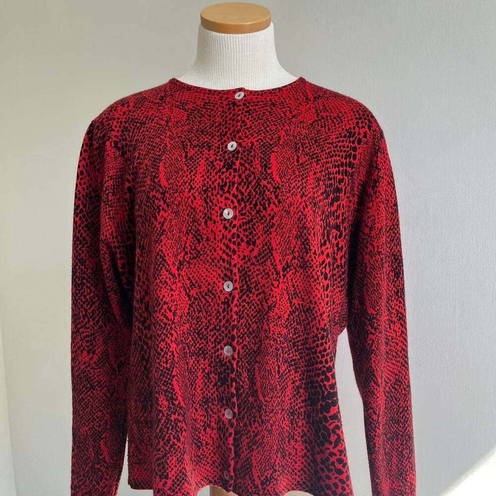 Vintage redblack animal print cardigan